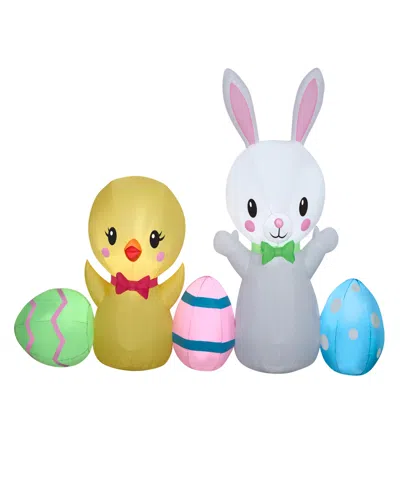 National Tree Company 78" Inflatable Easter Bunny And Chick In Yellow
