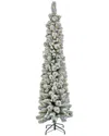 National Tree Company 7ft Pre-lit Snowy Methow Pencil Slim Tree With Lights In Green