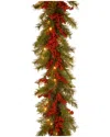 National Tree Company 9ft Decorative Valley Pine Garland With Battery Operated Warm White Led Lights