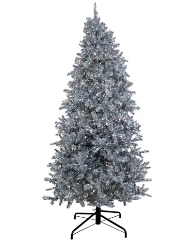 National Tree Company 9ft Pre-lit Christmas Matte Metallic Tree In Silver