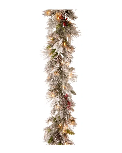 National Tree Company 9ft Snowy Pine Garland With Cedar Leaves & Pine Cones