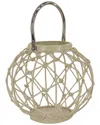 National Tree Company 9in Round Rope Weave Candle Lantern In Beige