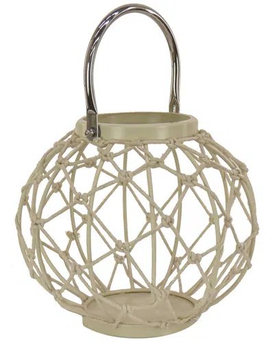 National Tree Company 9in Round Rope Weave Candle Lantern In Sand