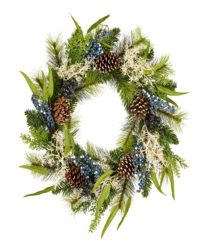 National Tree Company Blueberry Fields Wreath, 24 Inches In Green