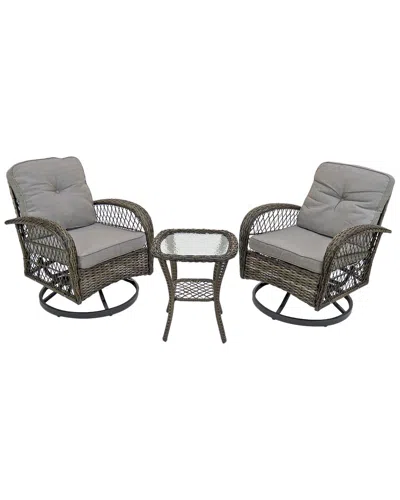 National Tree Company Chelsea Collection 3pc All-weather Chat Set In Grey