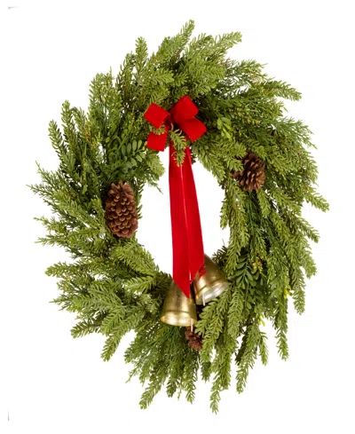 National Tree Company Christmas Bells Pine Wreath, 28 Inches In Green