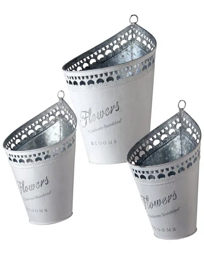 National Tree Company Decorative Tin Pots In Silver