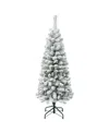 National Tree Company First Traditions 4.5' Acacia Pencil Slim Flocked Tree In Green