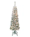 National Tree Company First Traditions Acacia Pencil Slim Flocked Tree 4.5 Ft In Green