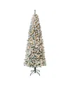 National Tree Company First Traditions 7.5' Acacia Medium Flocked Tree With Clear Lights In Green
