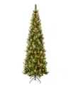 National Tree Company First Traditions 9' Charleston Pine Slim Tree With Clear Lights In Green