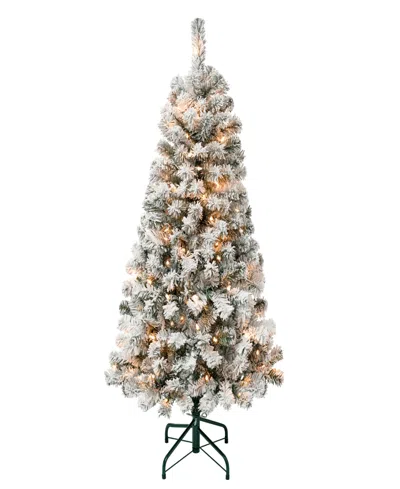 National Tree Company First Traditions Acacia Flocked Tree 4.5 Ft In Green