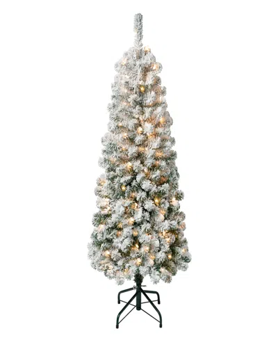 National Tree Company First Traditions Acacia Medium Flocked Tree 4.5 Ft In Green