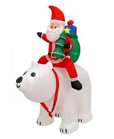 National Tree Company First Traditions Inflatable Santa Riding Polar Bear 6 Ft. In White