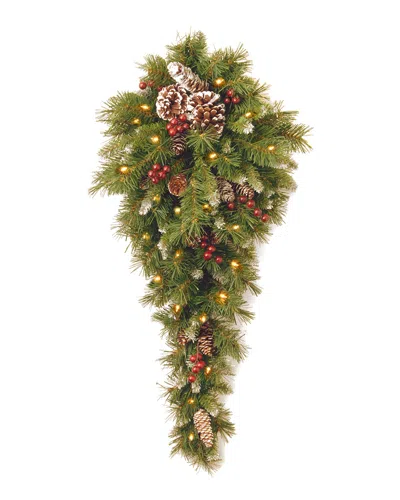 National Tree Company Frosted 3ft Berry Teardrop In Green