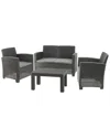 National Tree Company Galloway Collection 4pc All-weather Conversation Set In Black