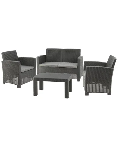 National Tree Company Galloway Collection 4pc All-weather Conversation Set In Black