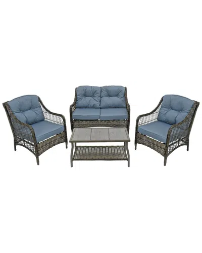 National Tree Company Litherland Collection 4pc All-weather Chat Set In Grey