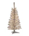 National Tree Company National Tree 4ft Silver Tinsel Tree With Clear Lights