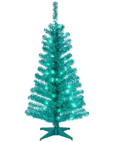 National Tree Company National Tree 4ft Turquoise Tinsel Tree With Plastic Stand In Blue