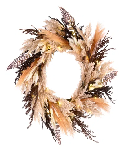 National Tree Company Orange & Black Pampas Wreath, 26 Inches