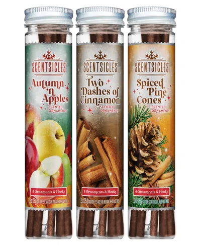 National Tree Company Scentsicles Scented Ornaments, 6 Count Bottles, Autumn 'n Apples, Two Dashes Of Cinnamon And Spiced  In Multi