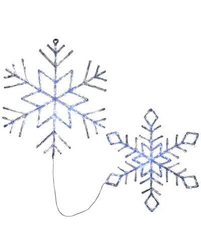 National Tree Company Set Of 2 Ice Crystal Snowflake 20in & 24in In White