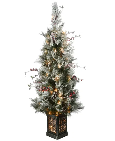 National Tree Company Snowy Bedford Pine Entrance Tree 4 Ft. In Green