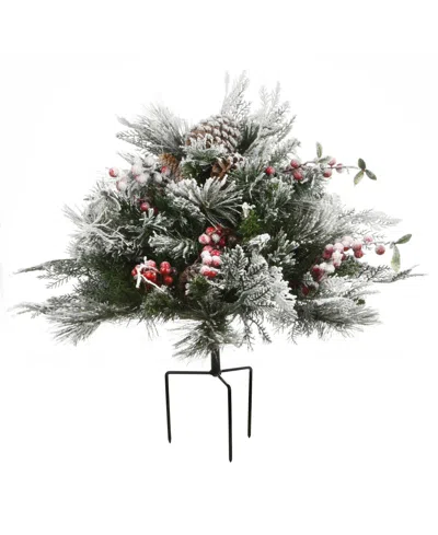 National Tree Company Snowy Bedford Urn Filler With Battery Operated Led Lights In Green