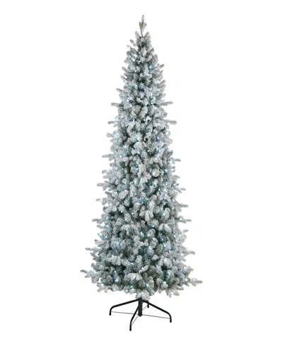 National Tree Company Snowy Comet Slim Blue Tree, 7.5 Feet. In Green