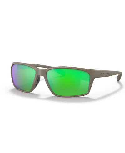 Native Eyewear Men's Polarized Sunglasses, Xd9037 Kodiak Xp 60 In Matte Green