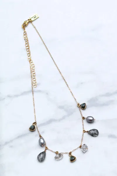 Native Gem Crystal Mirabelle Necklace In Grey