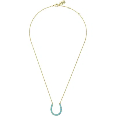 Native Gem Lucky Turquoise Horseshoe Necklace In Gold