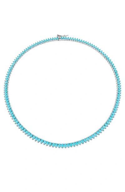 Native Gem Symphony Turquoise Teardrop Tennis Necklace In Multi