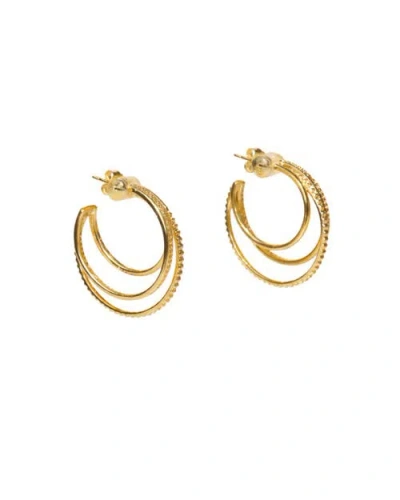 Native Gem Triple Threat Hoop Earrings In Gold