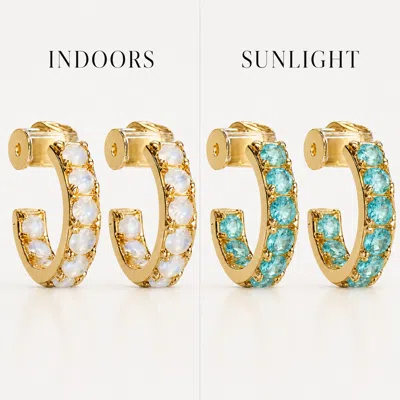 Native Gem Women's Alchemy Color Changing Aqua Blue Mini Hoops In Gold