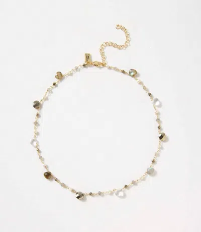 Native Gem Women's Beaded Gemstone Necklace In Metallic In Silver