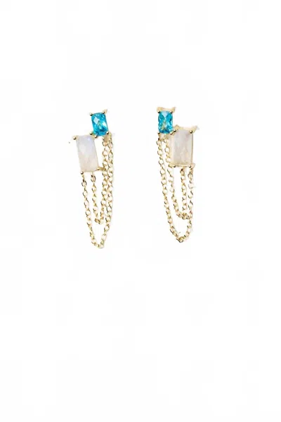 Native Gem Women's Bestie Baguette Earrings In Moonstone In Pink