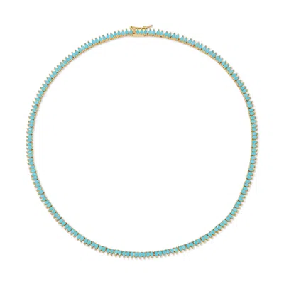 Native Gem Women's Blue Symphony Mini Turquoise Tennis Necklace