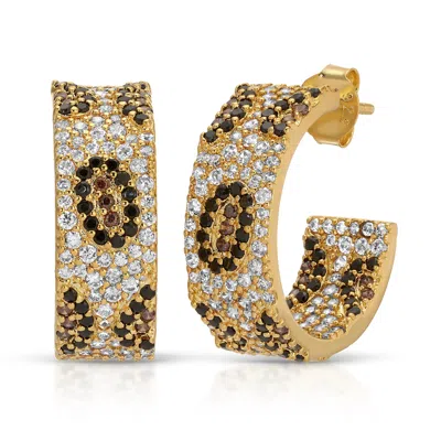 Native Gem Women's Brown Maneater Leopard Hoops