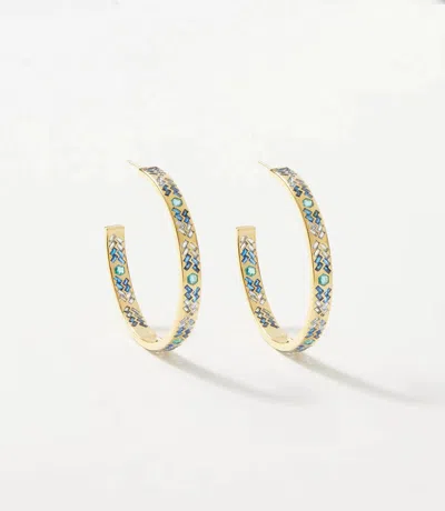 Native Gem Women's Crystal Inlay Hoop Earrings In Blue