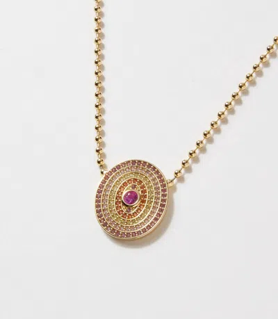 Native Gem Women's Gemstone Disc Necklace In Pink/gold In Multi