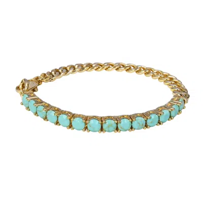 Native Gem Women's Gold / Blue It Girl Bracelet- Turquoise Gold Cuban Link