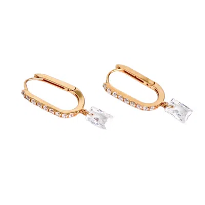 Native Gem Women's Gold Bon Bon Rectangle Huggies