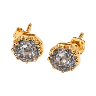 Native Gem Women's Grey Foundry Studs Georgian Collet Stud Earrings- Alexandrite In Metallic