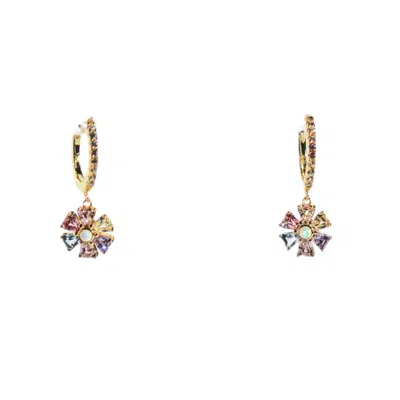 Native Gem Women's Psychedelic Flower Huggies In Multi