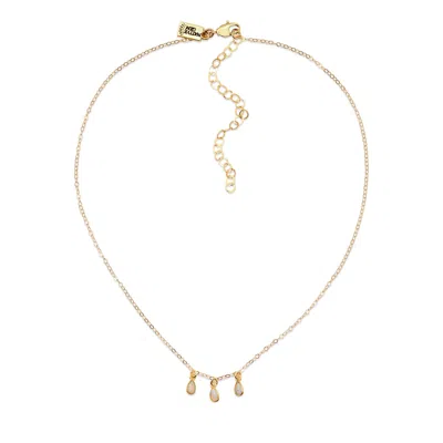 Native Gem Women's Raindrops Trio White Opal Necklace