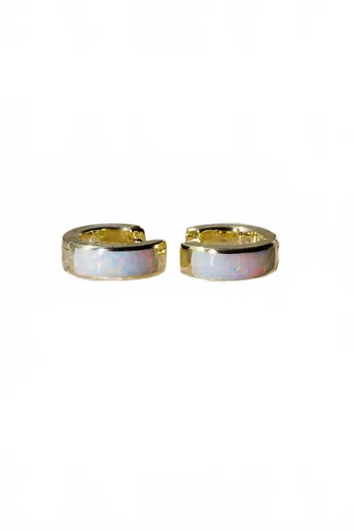 Native Gem Women's Shay Huggies Earrings In White Opal In Multi