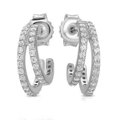 Native Gem Women's Silver Evil Twin Huggie Earring