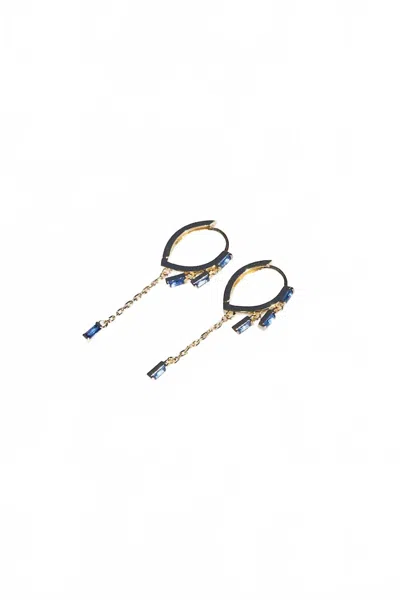 Native Gem Women's Sparkler Huggies Earring In Blue Sapphire In Multi